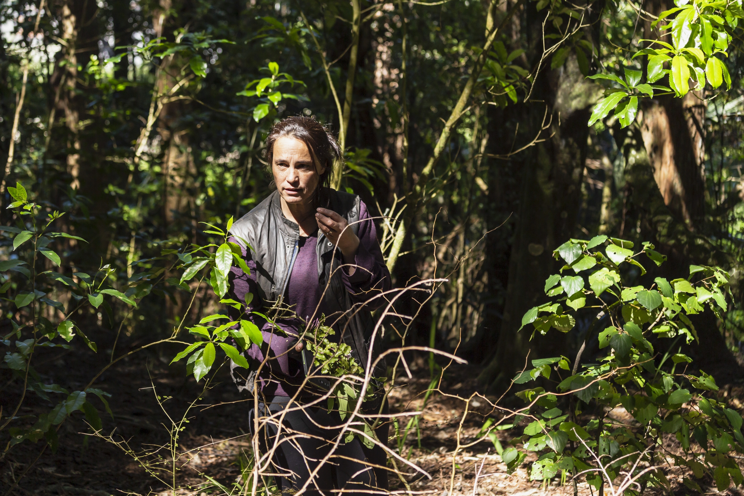 Charmaine Bailie teaching native restoration in the back yard.